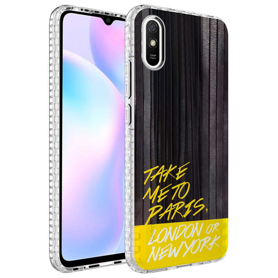 Xiaomi Redmi 9A Uyumlu Kılıf Airbag Kenarlı Renkli Desenli Silikon Zore Elegans Kapak