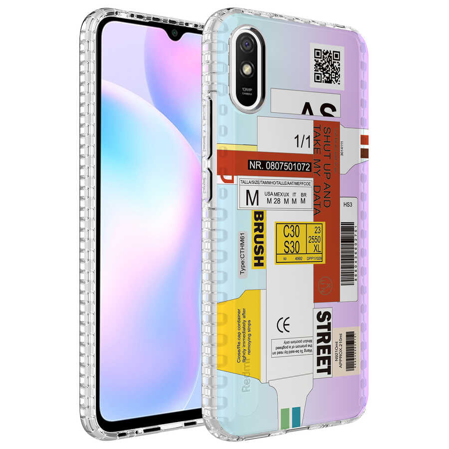 Xiaomi Redmi 9A Uyumlu Kılıf Airbag Kenarlı Renkli Desenli Silikon Zore Elegans Kapak