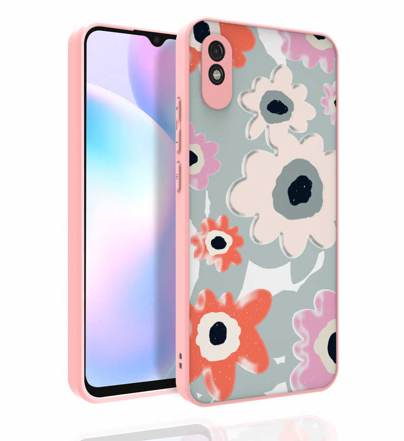 Xiaomi Redmi 9A Uyumlu Kılıf Desenli Kamera Korumalı Parlak Zore Nora Kapak