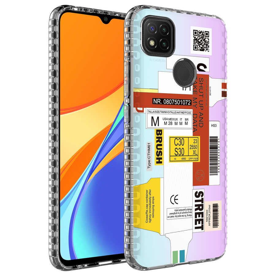 Xiaomi Redmi 9C Uyumlu Kılıf Airbag Kenarlı Renkli Desenli Silikon Zore Elegans Kapak