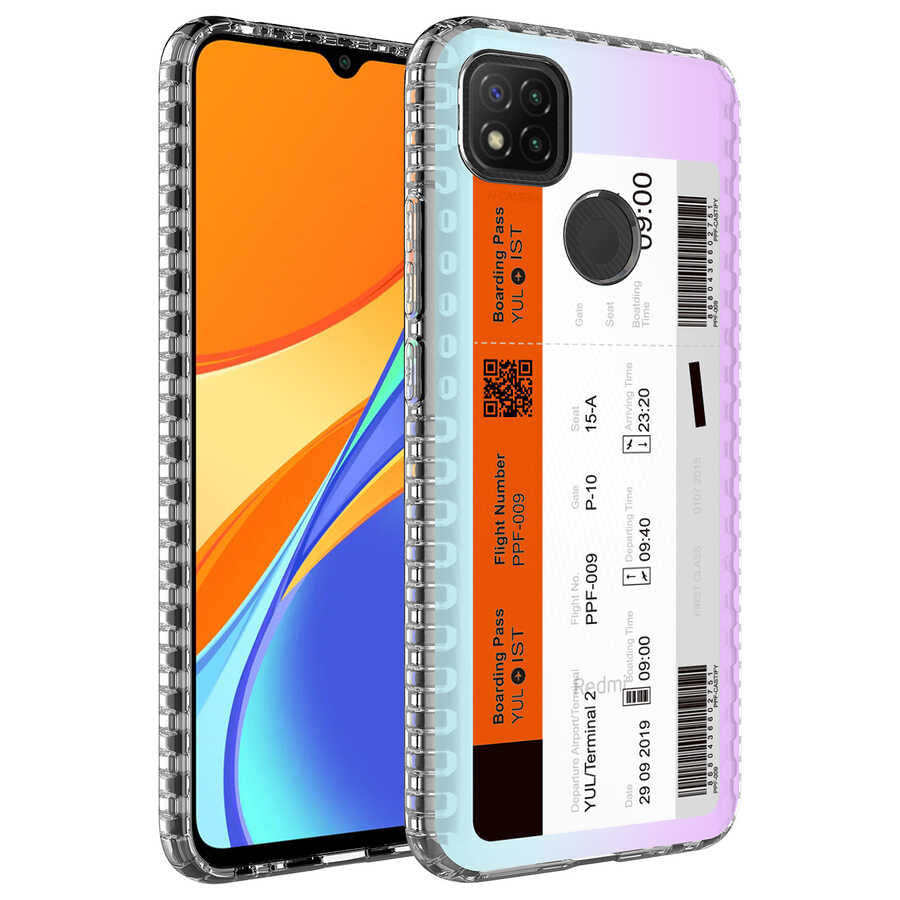 Xiaomi Redmi 9C Uyumlu Kılıf Airbag Kenarlı Renkli Desenli Silikon Zore Elegans Kapak