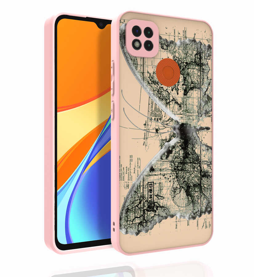 Xiaomi Redmi 9C Uyumlu Kılıf Desenli Kamera Korumalı Parlak Zore Nora Kapak