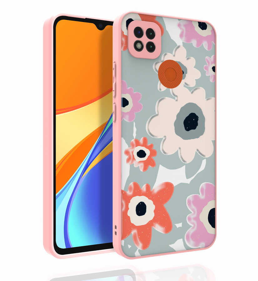 Xiaomi Redmi 9C Uyumlu Kılıf Desenli Kamera Korumalı Parlak Zore Nora Kapak