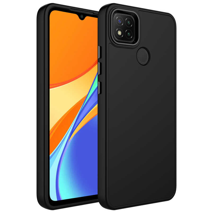 Xiaomi Redmi 9C Uyumlu Kılıf Metal Çerçeve ve Buton Tasarımlı Silikon Zore Luna Kapak