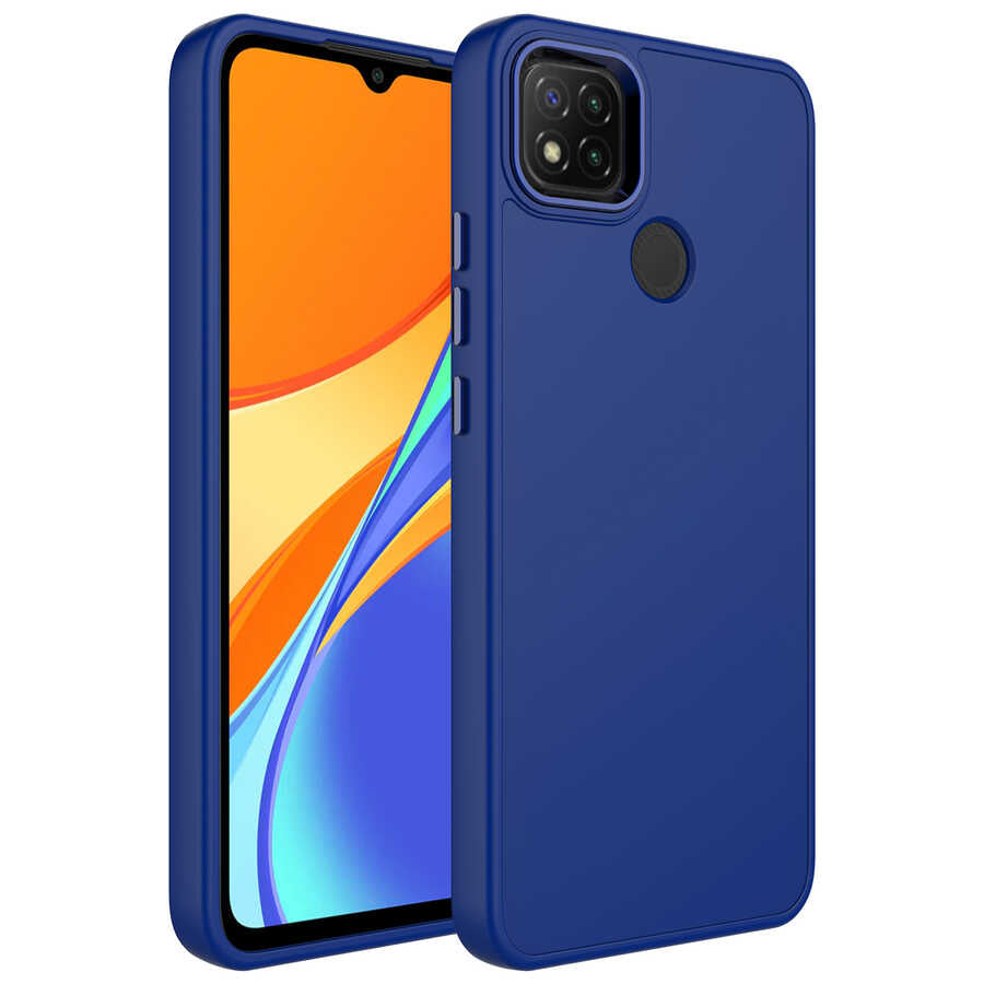 Xiaomi Redmi 9C Uyumlu Kılıf Metal Çerçeve ve Buton Tasarımlı Silikon Zore Luna Kapak