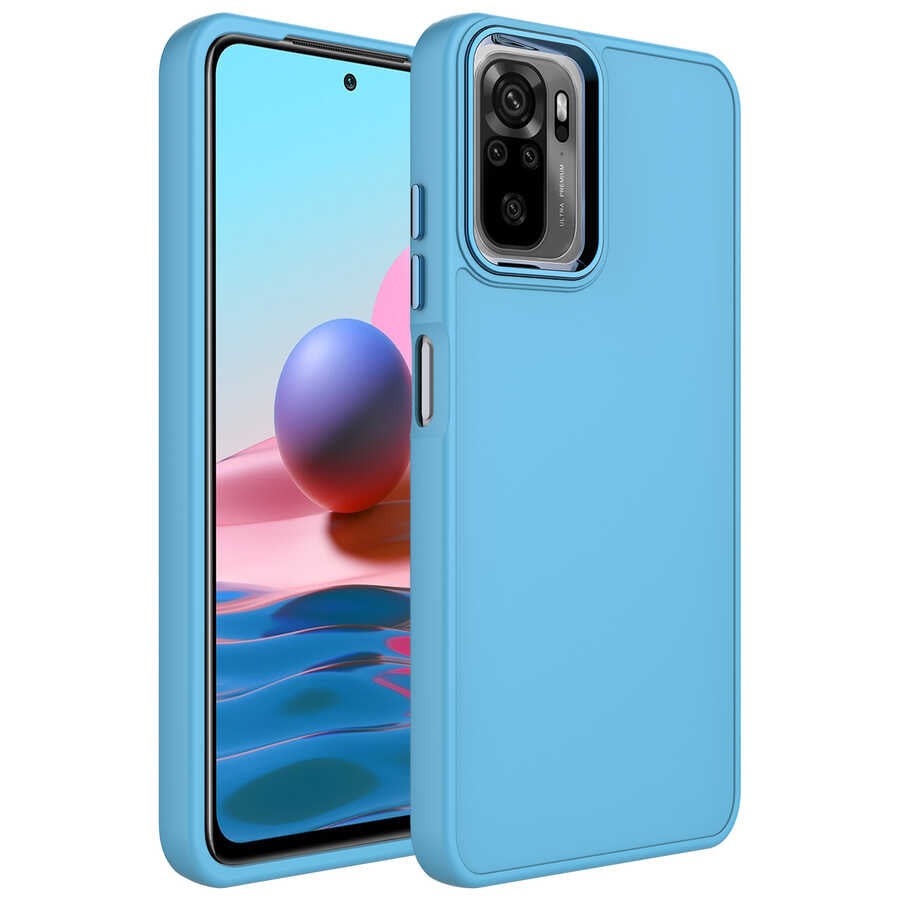 Xiaomi Redmi Note 10 Uyumlu Kılıf Metal Çerçeve ve Buton Tasarımlı Silikon Zore Luna Kapak