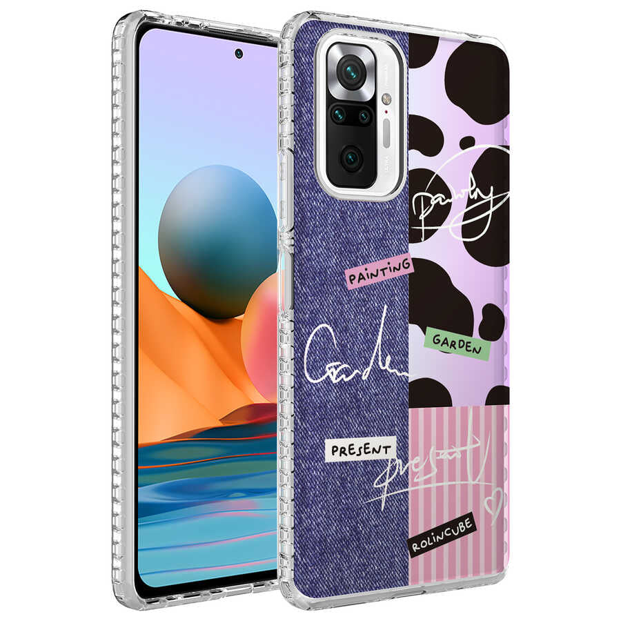 Xiaomi Redmi Note 10 Pro Uyumlu Kılıf Airbag Kenarlı Renkli Desenli Silikon Zore Elegans Kapak
