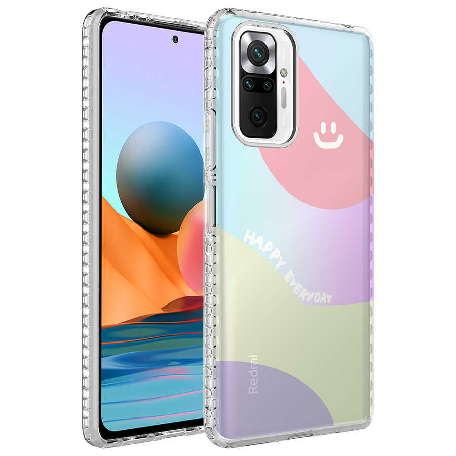 Xiaomi Redmi Note 10 Pro Uyumlu Kılıf Airbag Kenarlı Renkli Desenli Silikon Zore Elegans Kapak