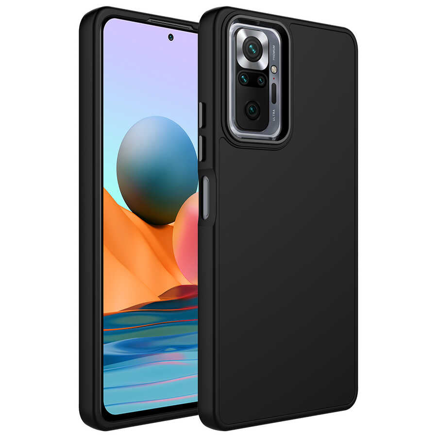 Xiaomi Redmi Note 10 Pro Uyumlu Kılıf Metal Çerçeve ve Buton Tasarımlı Silikon Zore Luna Kapak
