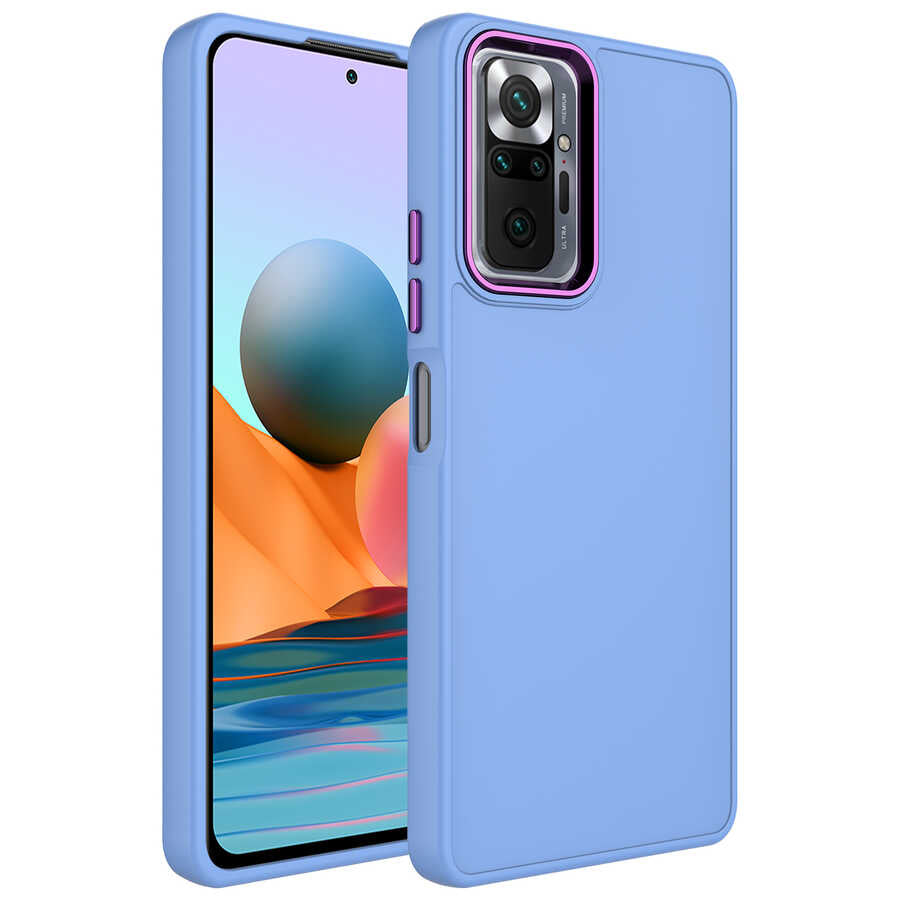 Xiaomi Redmi Note 10 Pro Uyumlu Kılıf Metal Çerçeve ve Buton Tasarımlı Silikon Zore Luna Kapak