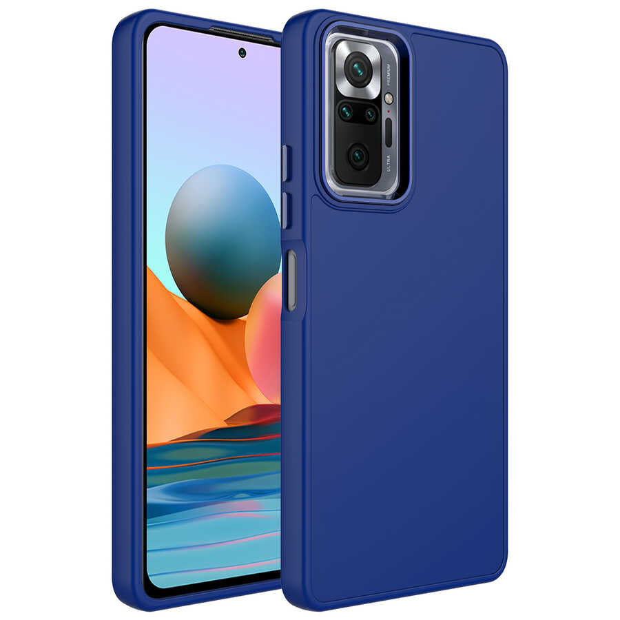 Xiaomi Redmi Note 10 Pro Uyumlu Kılıf Metal Çerçeve ve Buton Tasarımlı Silikon Zore Luna Kapak