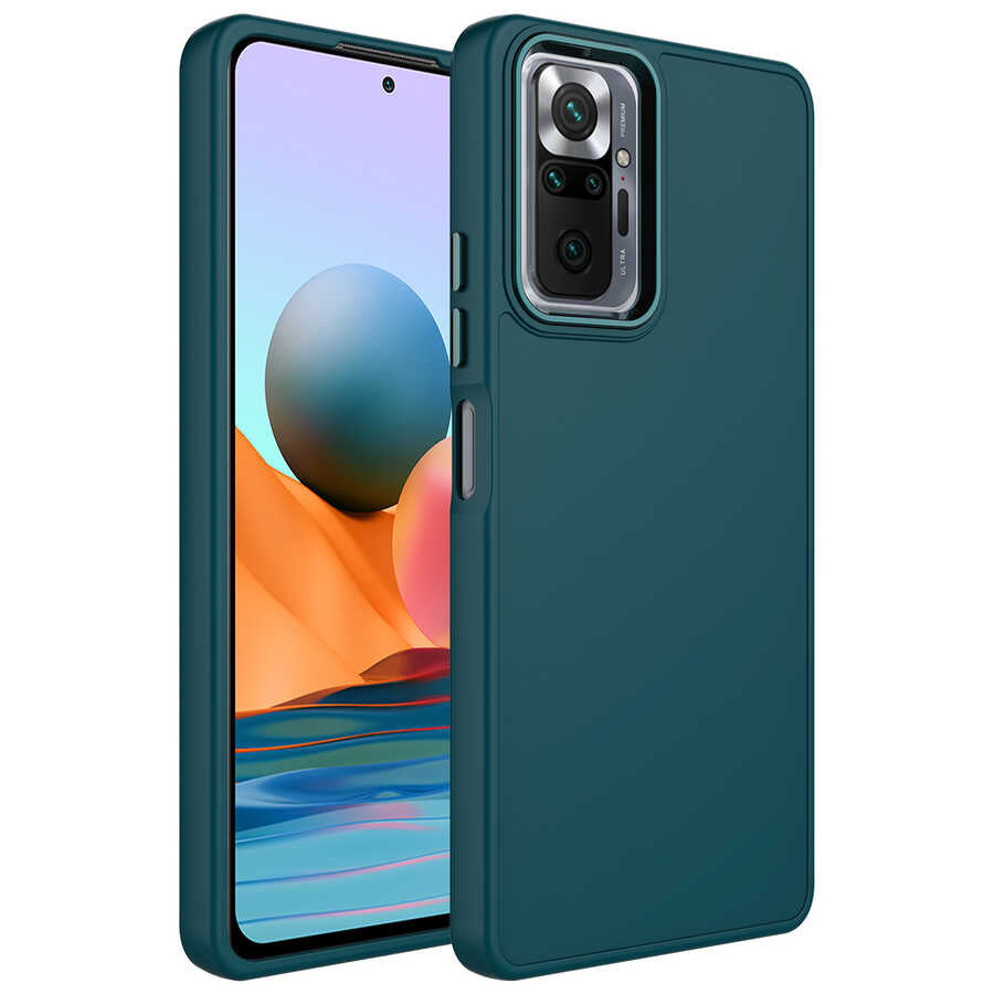 Xiaomi Redmi Note 10 Pro Uyumlu Kılıf Metal Çerçeve ve Buton Tasarımlı Silikon Zore Luna Kapak