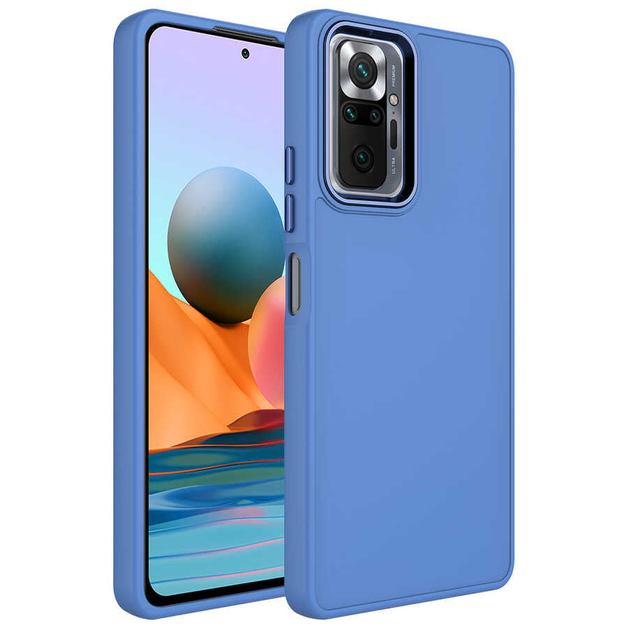Xiaomi Redmi Note 10 Pro Uyumlu Kılıf Metal Çerçeve ve Buton Tasarımlı Silikon Zore Luna Kapak