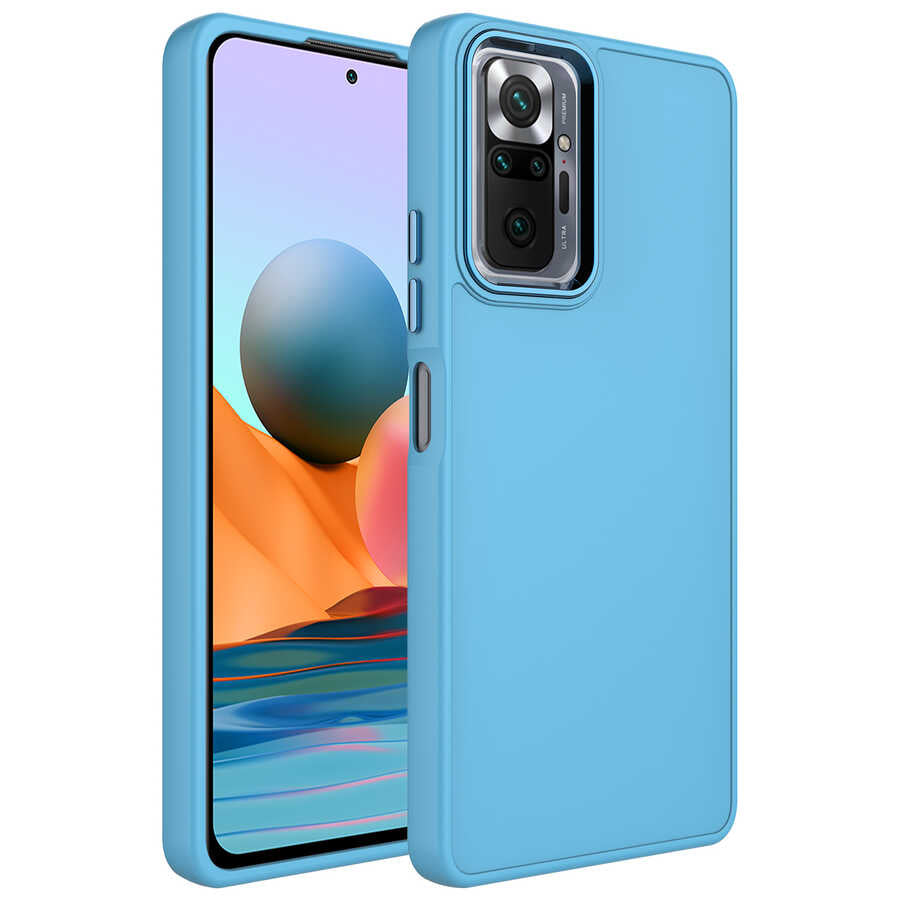 Xiaomi Redmi Note 10 Pro Uyumlu Kılıf Metal Çerçeve ve Buton Tasarımlı Silikon Zore Luna Kapak