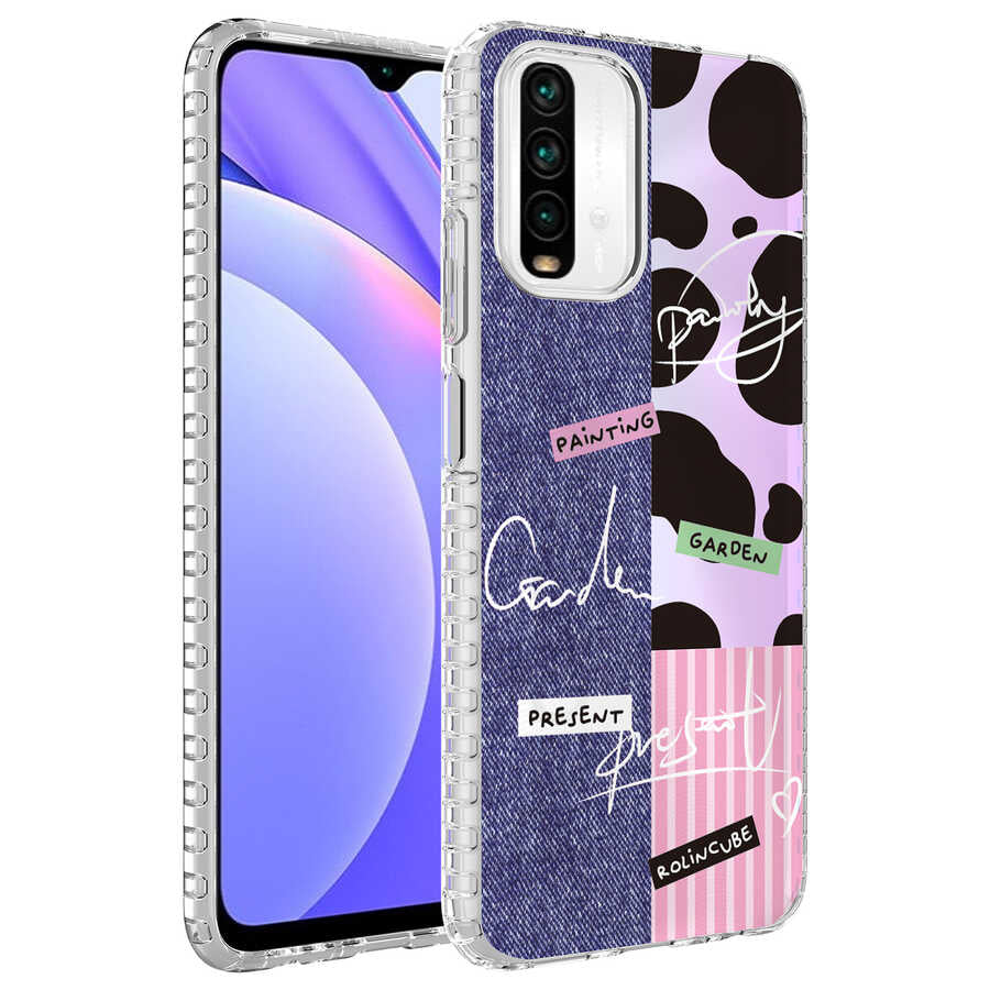 Xiaomi Redmi Note 10S Uyumlu Kılıf Airbag Kenarlı Renkli Desenli Silikon Zore Elegans Kapak