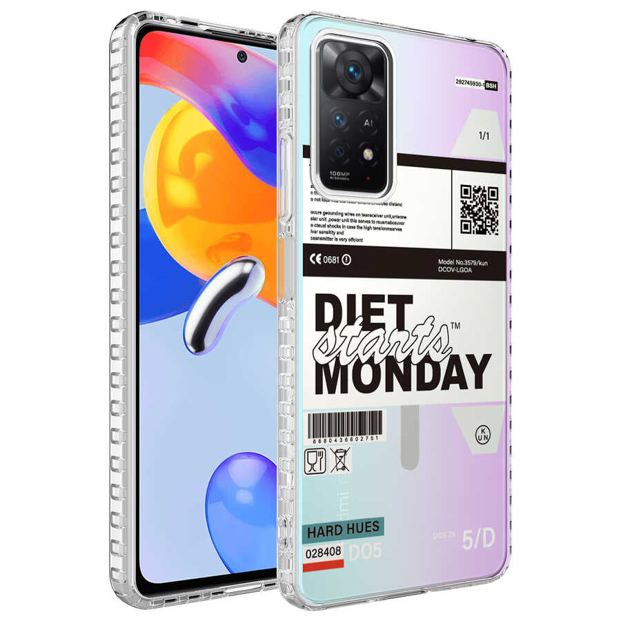 Xiaomi Redmi Note 11 Global Uyumlu Kılıf Airbag Kenarlı Renkli Desenli Silikon Zore Elegans Kapak