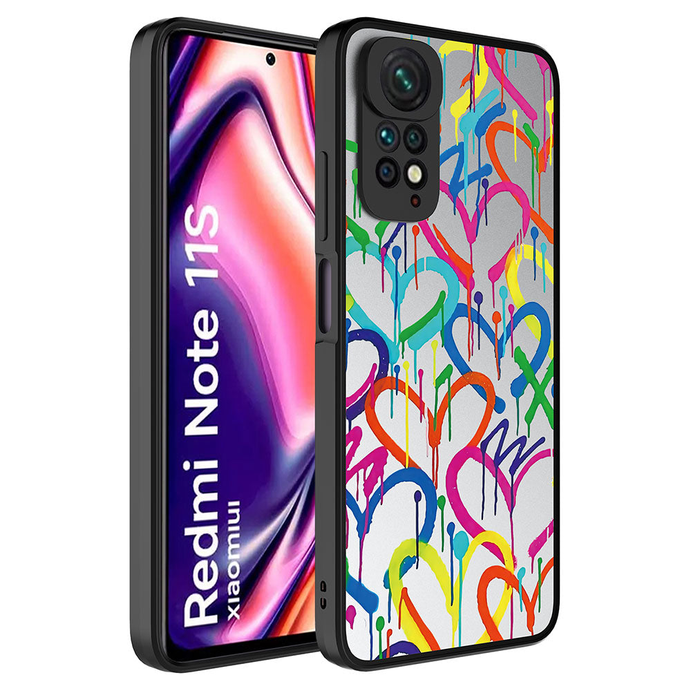 Xiaomi Redmi Note 11 Global Uyumlu Kılıf Aynalı Desenli Kamera Korumalı Parlak Zore Mirror Kapak