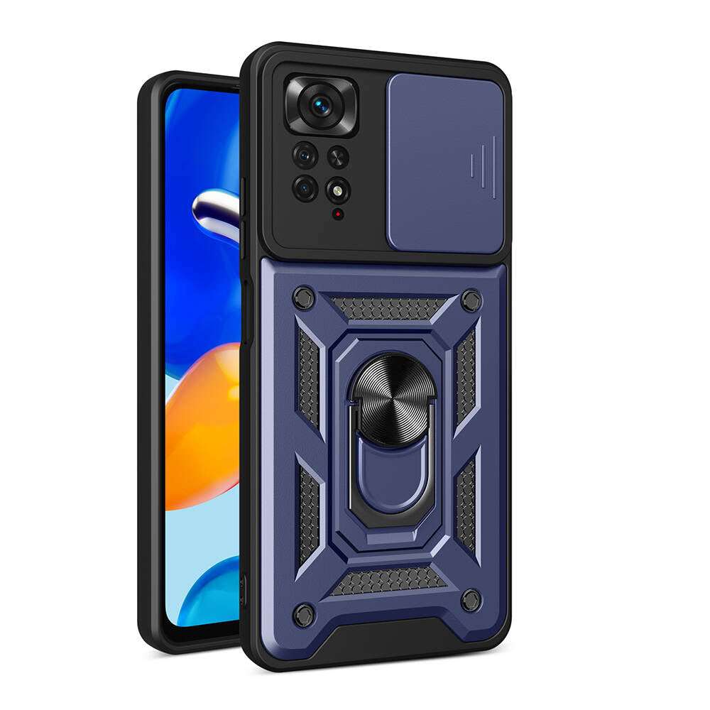 Xiaomi Redmi Note 11 Pro 4G Uyumlu Kılıf Magnetik Standlı Kamera Korumalı Zore Sürgülü Vega Kapak
