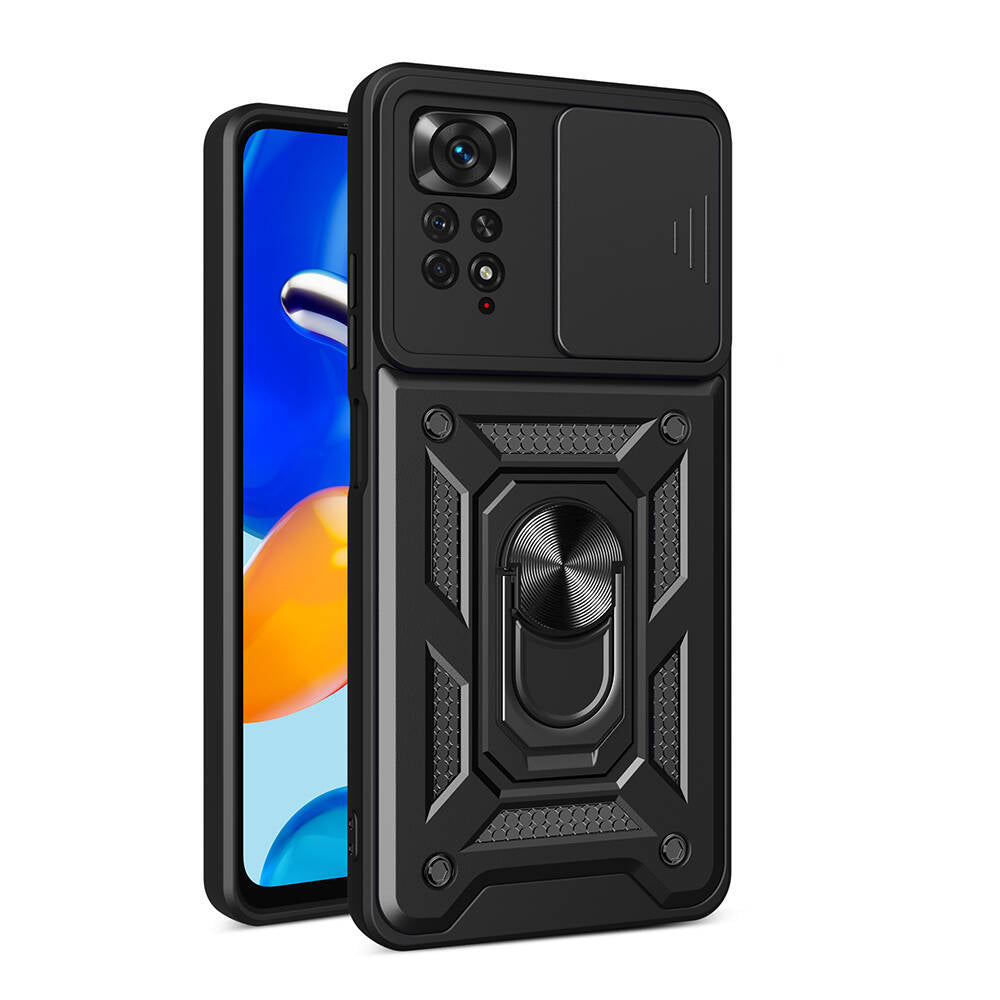 Xiaomi Redmi Note 11 Pro 4G Uyumlu Kılıf Magnetik Standlı Kamera Korumalı Zore Sürgülü Vega Kapak