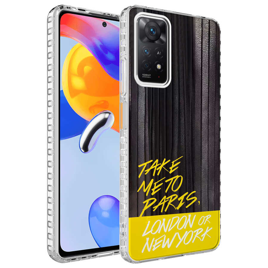Xiaomi Redmi Note 11 Pro 5G Uyumlu Kılıf Airbag Kenarlı Renkli Desenli Silikon Zore Elegans Kapak