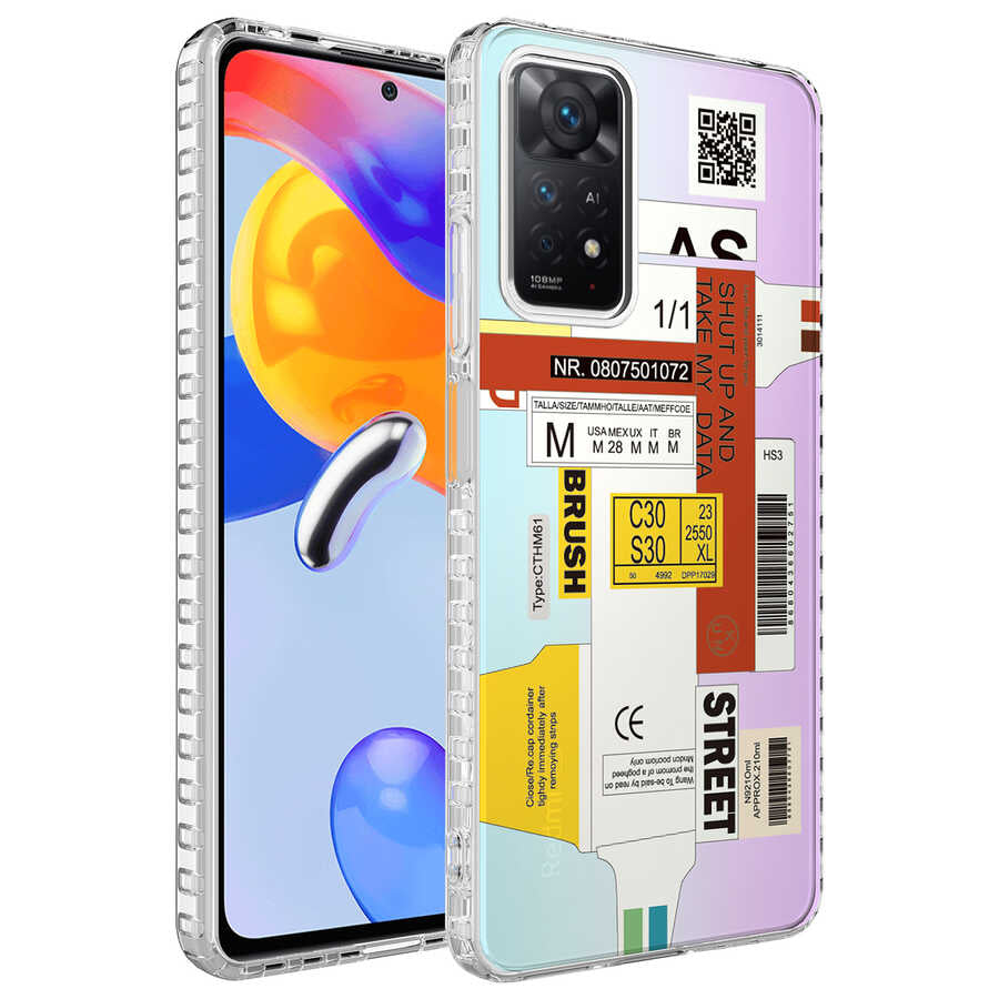 Xiaomi Redmi Note 11 Pro 5G Uyumlu Kılıf Airbag Kenarlı Renkli Desenli Silikon Zore Elegans Kapak
