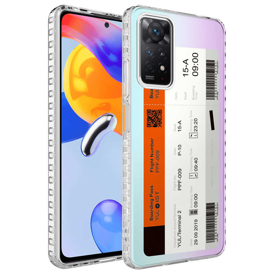 Xiaomi Redmi Note 11 Pro 5G Uyumlu Kılıf Airbag Kenarlı Renkli Desenli Silikon Zore Elegans Kapak