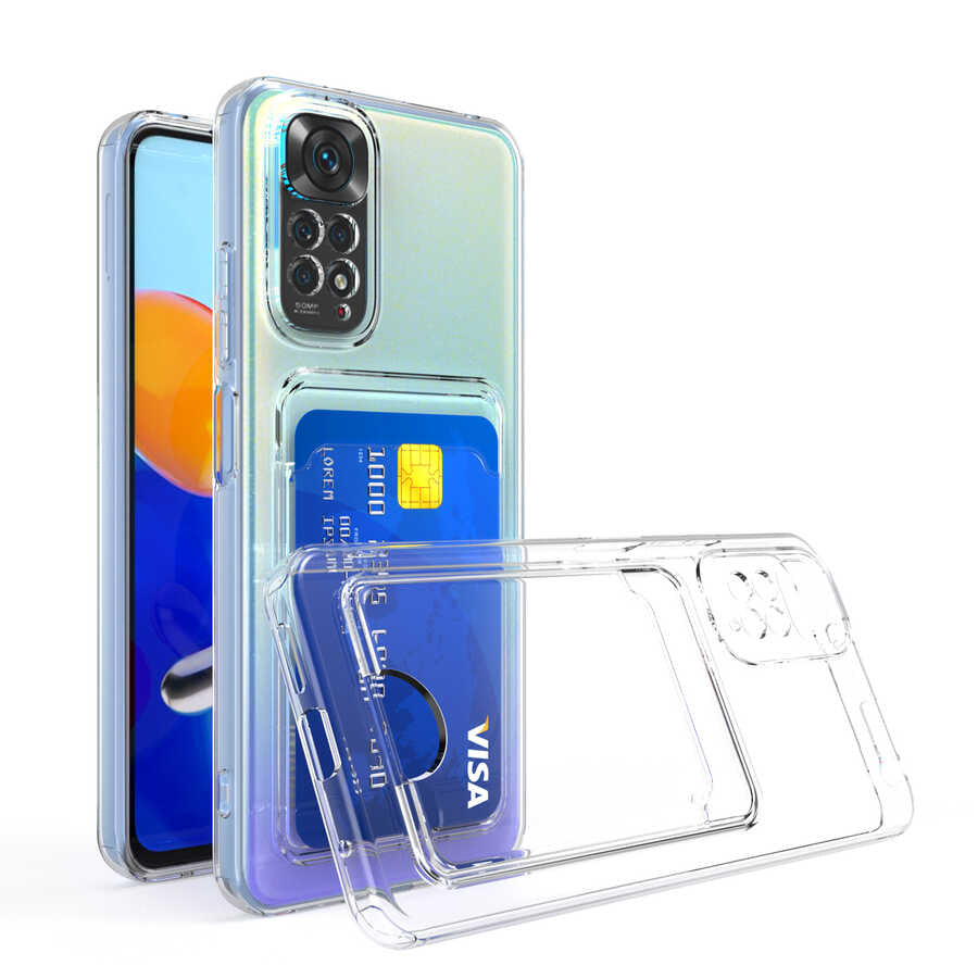 Xiaomi Redmi Note 11 Pro 5G Uyumlu Kılıf Kartlıklı Şeffaf Zore Setra Clear Silikon Kapak