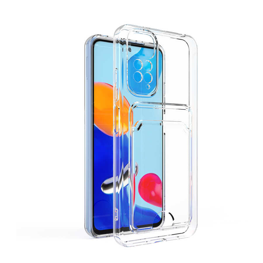 Xiaomi Redmi Note 11 Pro 5G Uyumlu Kılıf Kartlıklı Şeffaf Zore Setra Clear Silikon Kapak