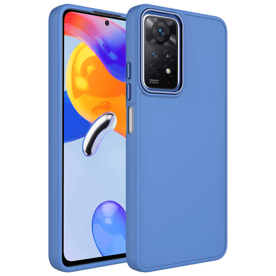 Xiaomi Redmi Note 11 Pro 5G Uyumlu Kılıf Metal Çerçeve ve Buton Tasarımlı Silikon Zore Luna Kapak