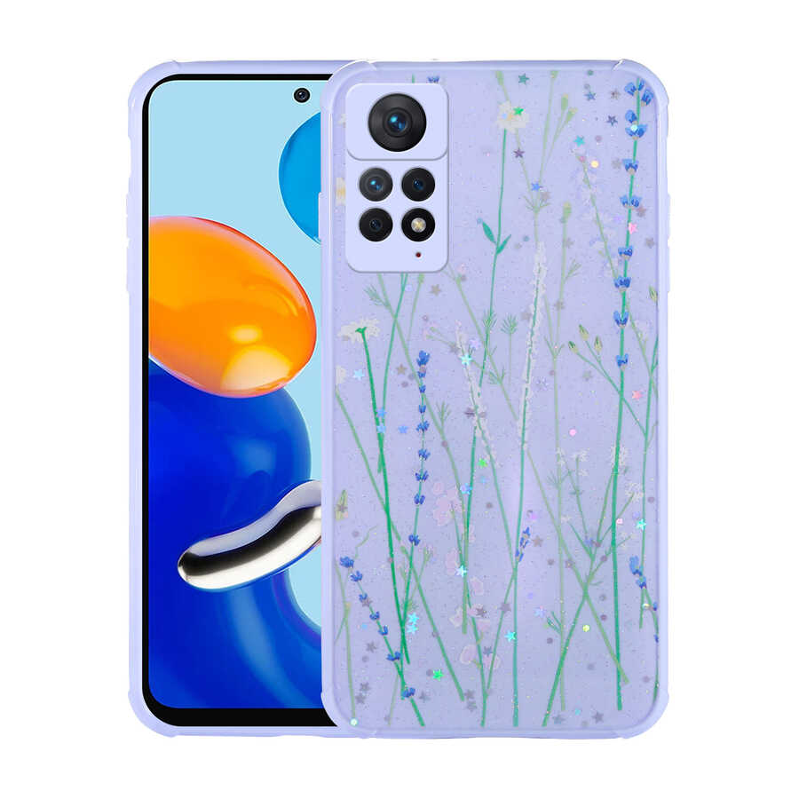 Xiaomi Redmi Note 11 Pro 5G Uyumlu Kılıf Simli Desenli Kamera Korumalı Parlak Zore Popy Kapak