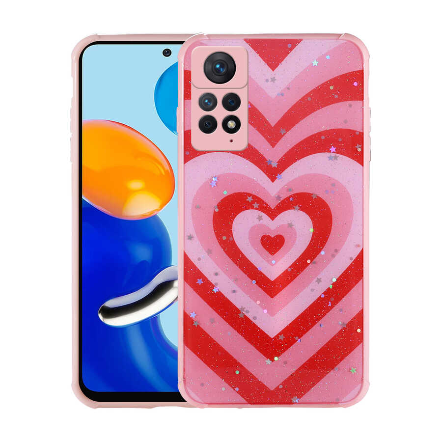 Xiaomi Redmi Note 11 Pro 5G Uyumlu Kılıf Simli Desenli Kamera Korumalı Parlak Zore Popy Kapak