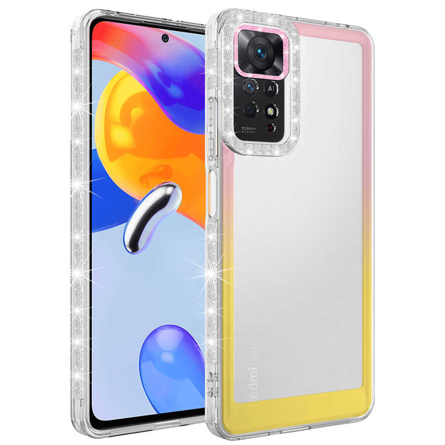 Xiaomi Redmi Note 11 Pro 5G Uyumlu Kılıf Simli ve Renk Geçiş Tasarımlı Lens Korumalı Zore Park Kapak