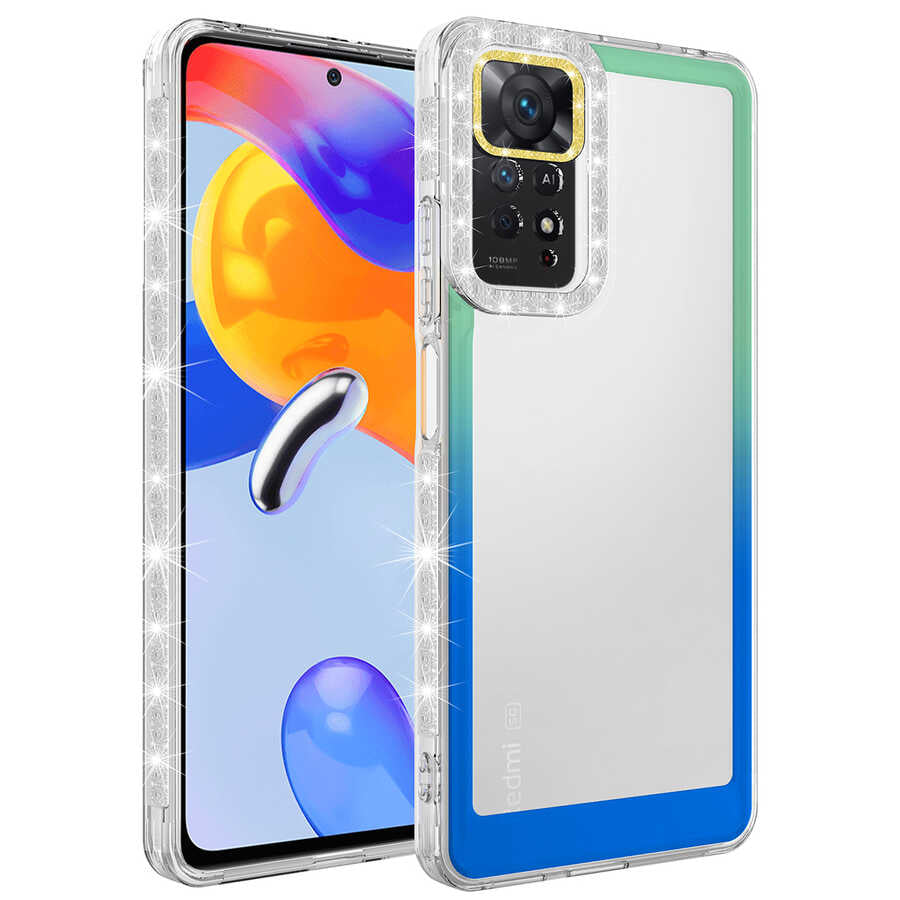 Xiaomi Redmi Note 11 Pro 5G Uyumlu Kılıf Simli ve Renk Geçiş Tasarımlı Lens Korumalı Zore Park Kapak