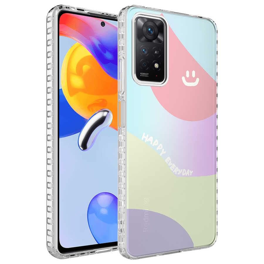 Xiaomi Redmi Note 11S Global Uyumlu Kılıf Airbag Kenarlı Renkli Desenli Silikon Zore Elegans Kapak