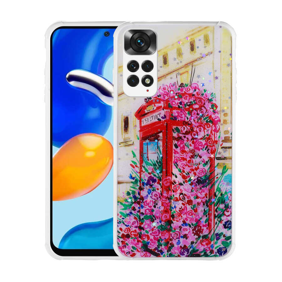 Xiaomi Redmi Note 11S Global Uyumlu Kılıf Simli Desenli Kamera Korumalı Parlak Zore Popy Kapak