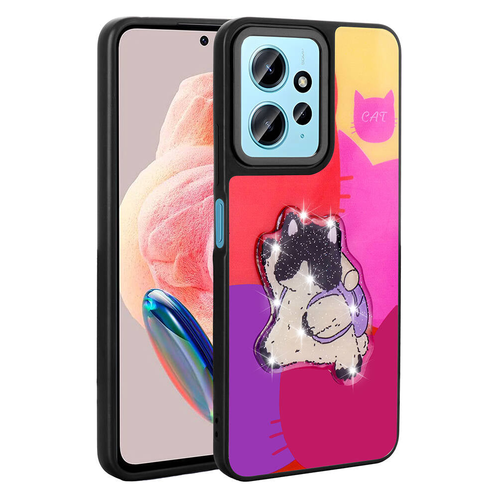 Xiaomi Redmi Note 12 4G Uyumlu Kılıf Parlayan Kabartmalı İkonik Figürlü Zore Amas Silikon Kapak