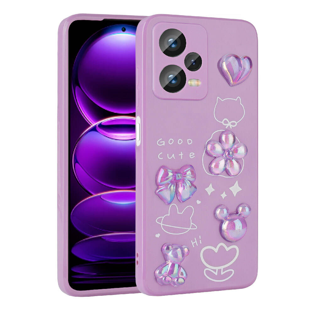 Xiaomi Redmi Note 12 Pro 5G Uyumlu Kılıf Kabartma Figürlü Parlak Zore Toys Silikon Kapak