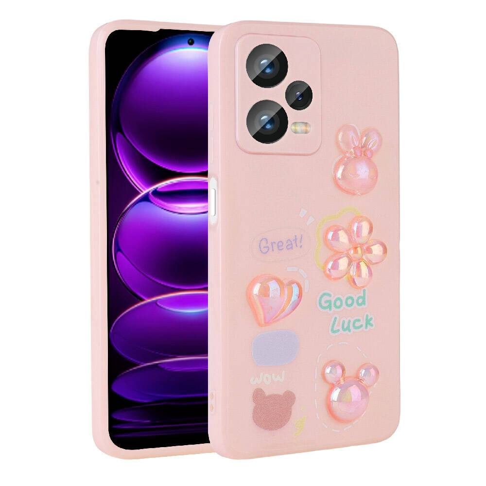 Xiaomi Redmi Note 12 Pro 5G Uyumlu Kılıf Kabartma Figürlü Parlak Zore Toys Silikon Kapak