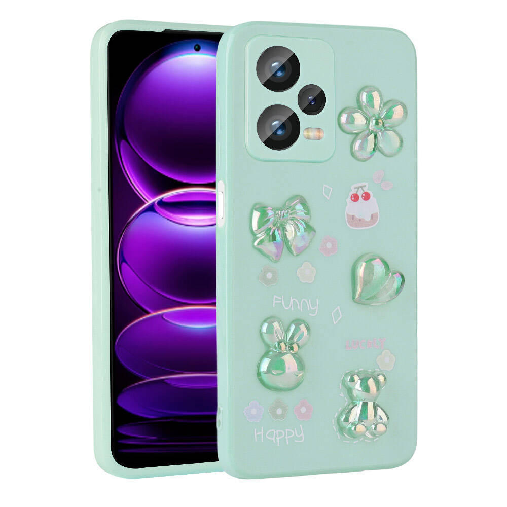 Xiaomi Redmi Note 12 Pro 5G Uyumlu Kılıf Kabartma Figürlü Parlak Zore Toys Silikon Kapak
