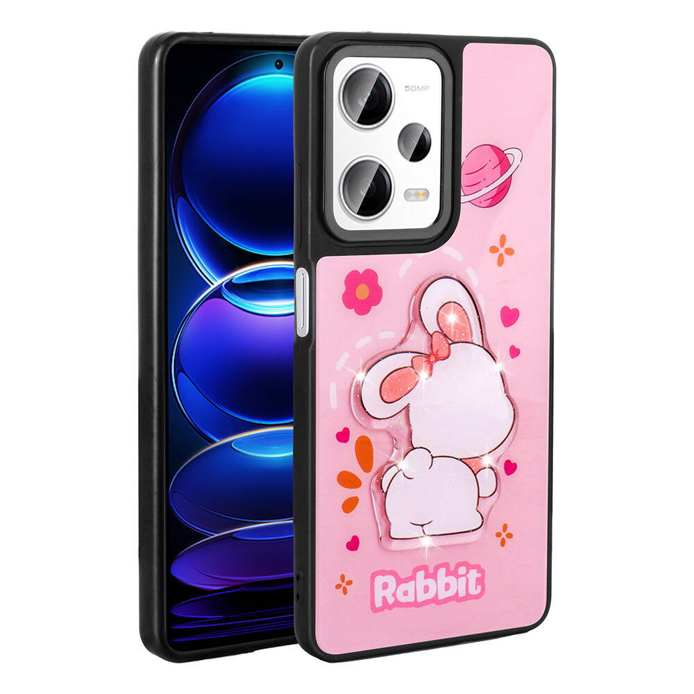 Xiaomi Redmi Note 12 Pro 5G Uyumlu Kılıf Parlayan Kabartmalı İkonik Figürlü Zore Amas Silikon Kapak