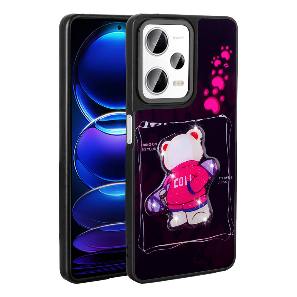 Xiaomi Redmi Note 12 Pro Plus 5G Uyumlu Kılıf Parlayan Kabartmalı İkonik Figürlü Zore Amas Silikon Kapak