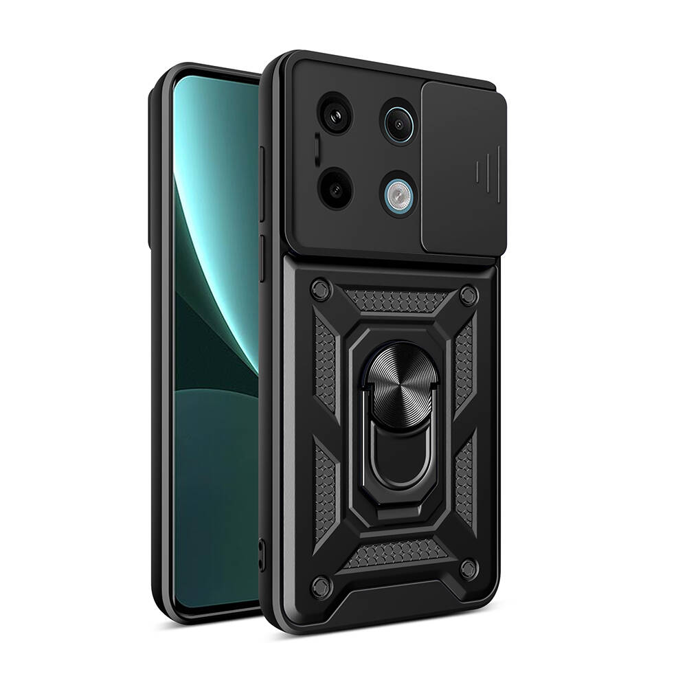 Xiaomi Redmi Note 13 Pro 5G Uyumlu Kılıf Magnetik Standlı Kamera Korumalı Zore Sürgülü Vega Kapak