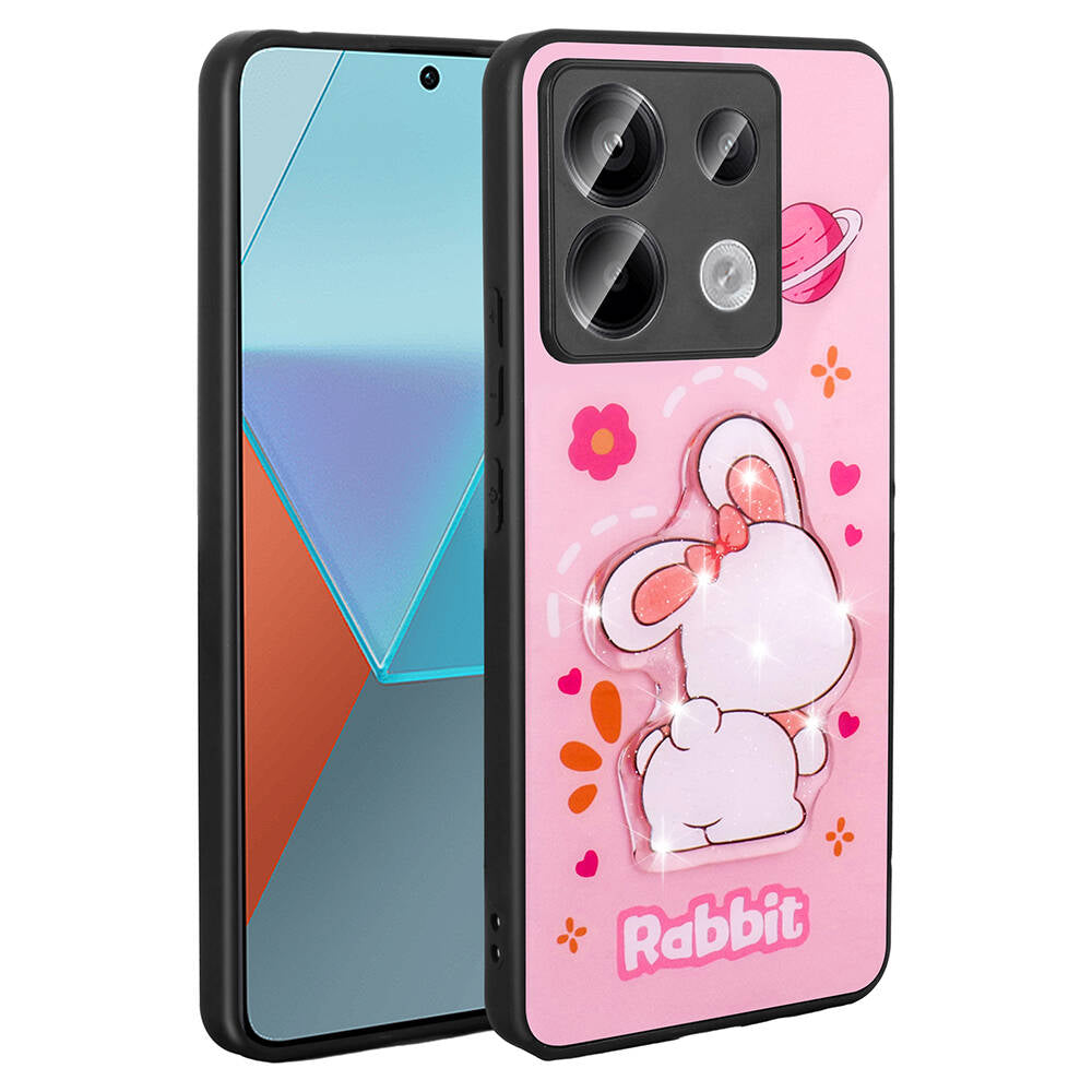 Xiaomi Redmi Note 13 Pro 5G Uyumlu Kılıf Parlayan Kabartmalı İkonik Figürlü Zore Amas Silikon Kapak