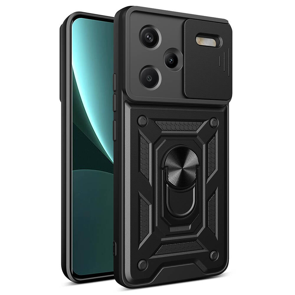 Xiaomi Redmi Note 13 Pro Plus 5G Uyumlu Kılıf Magnetik Standlı Kamera Korumalı Zore Sürgülü Vega Kapak