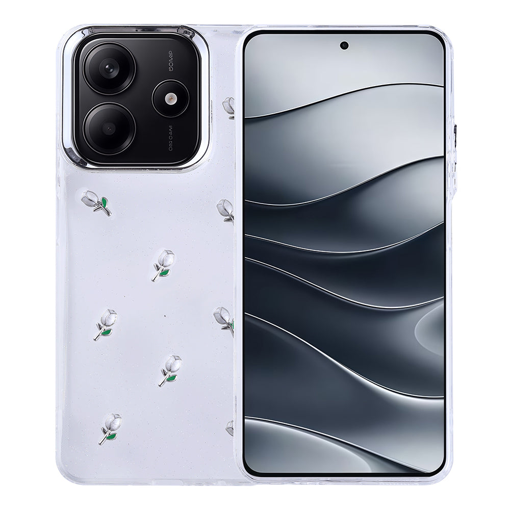 Xiaomi Redmi Note 14 4G Uyumlu Kılıf Airbag Tasarımlı Simli Şeffaf Zore Kutup Kapak