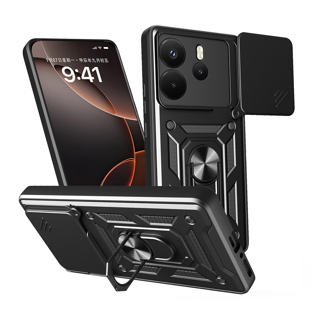 Xiaomi Redmi Note 14 4G Uyumlu Kılıf Magnetik Standlı Kamera Korumalı Zore Sürgülü Vega Kapak