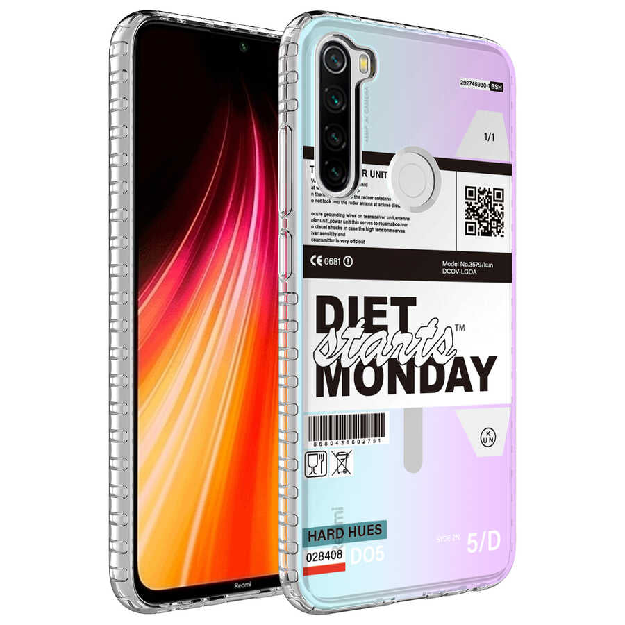 Xiaomi Redmi Note 8 Uyumlu Kılıf Airbag Kenarlı Renkli Desenli Silikon Zore Elegans Kapak