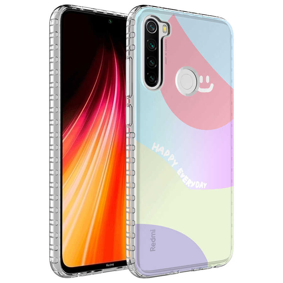Xiaomi Redmi Note 8 Uyumlu Kılıf Airbag Kenarlı Renkli Desenli Silikon Zore Elegans Kapak