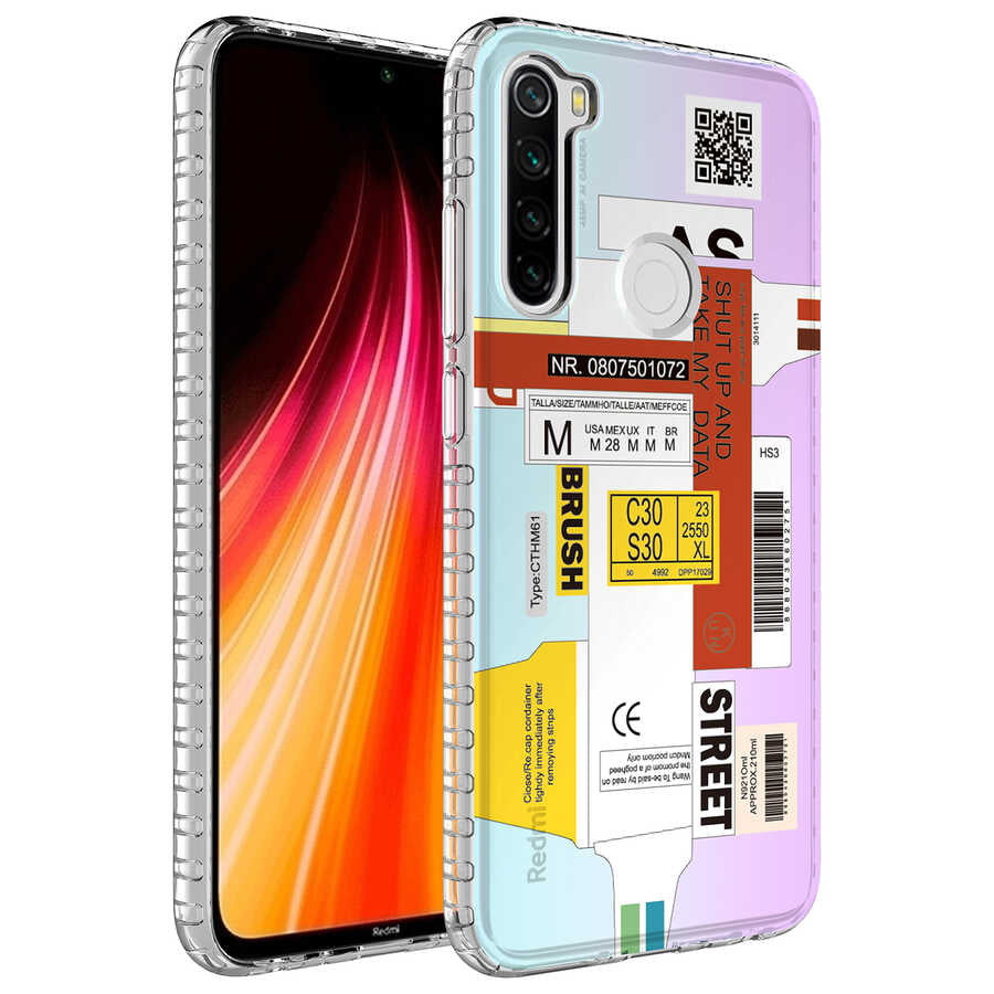 Xiaomi Redmi Note 8 Uyumlu Kılıf Airbag Kenarlı Renkli Desenli Silikon Zore Elegans Kapak