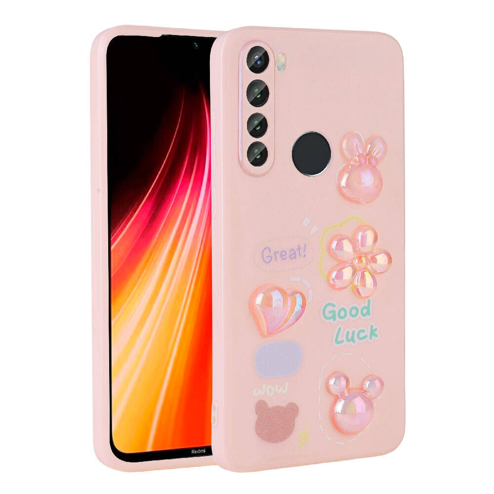 Xiaomi Redmi Note 8 Uyumlu Kılıf Kabartma Figürlü Parlak Zore Toys Silikon Kapak